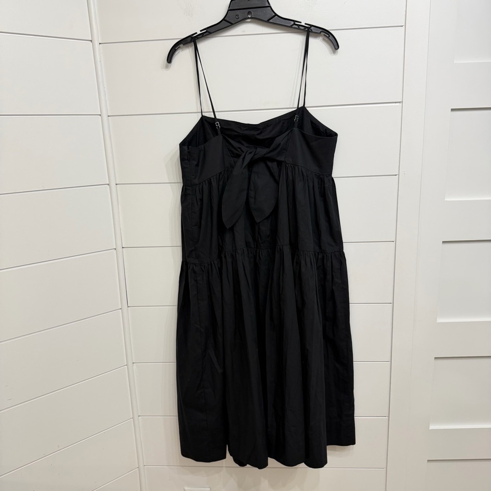 J. Crew tie back tiered cotton poplin black midi dress 23812 - Picture 5 of 13